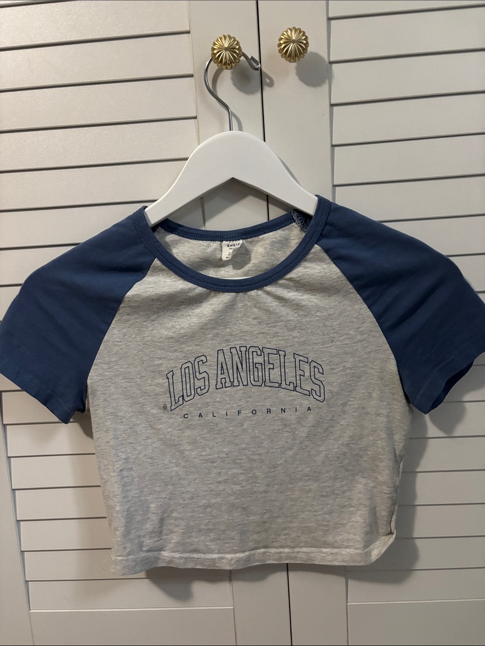 SHEIN Los Angeles Raglan Tee - Blue & Gray